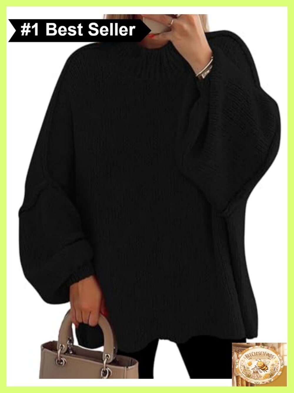 Oversized Chunky Knit Mock Neck Pullover Sweater Women Fall Winter